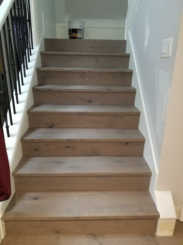 Engineered stairs with custom square nosing